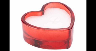 GEURKAARS HART ROOD 8X8XH4CM IN HOUDER VAN GLAS 5H SET 2 STUKS