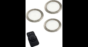 Chip Emotion Led set van 3 spots met dimmer onderbouw 12V/15W RVS