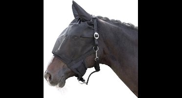 Holland Animal Care Halster met geïntegreerd Vliegenmasker Pony - 55.7 x 36.2 x 14.8 cm - Polyester - Klittenband - Oorbescherming - Zwart