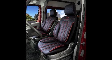 VOLKSWAGEN T6 2015 tot 2020 - Autostoelhoes Miami rood - Met Rits voor Armsteunen Bestuurder & Passagier (Beide Zijden)