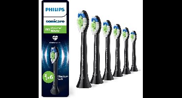 Philips Sonicare Optimal White W2 – Opzetborstels voor Elektrische Tandenborstel – Zwart – Verpakking van 6 - Wittere tanden - HX6066/88