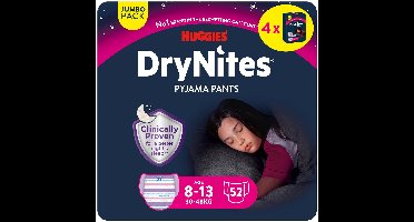 Huggies DryNites luierbroekjes - meisjes - 8 tot 13 jaar (30 - 48 kg) - 52 nachtbroekjes - extra voordeel