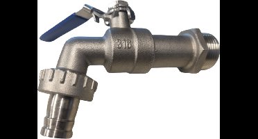 Profec Kogelkraan met slangwartel RVS 316 1/2" x 12 mm buitendraad x slangtule 10bar