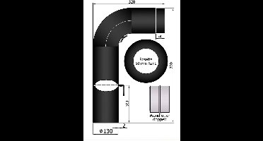 Kachelpijp Ø130 Bochtenset - smoorklep - nisbus - rozet - reinigingsdeur