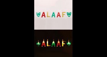 Lichtsnoer tekst alaaf & 2 maskers rood geel groen