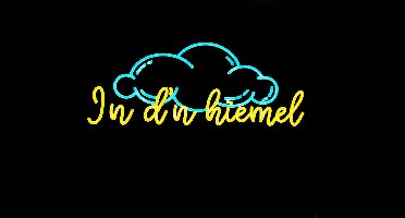 LED neon sign 'In d'n hiemel'met ophang ketting - 60cm x 24cm - verlichting - Carnaval thema feest decoratie