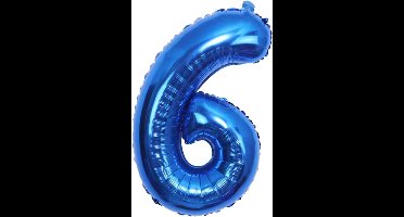 New Age Devi - Vier de 6e verjaardag in stijl - Blauwe cijfer ballon - 70CM - Folieballon - Party must-have - 6 jaar - Blauw - Ballon - Verjaardag
