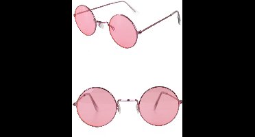 3x Hippie Hippie Uilebril flower power Roze glas