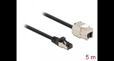Delock Cable RJ45 plug to Keystone Module RJ45 jack Cat.6A 5 m black