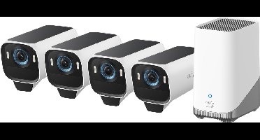 eufyCam S3 Pro Beveiligingscamera 4-Pack + HomeBase 3 - Security Camera System - 4K Resolutie - AI Bewegingdetectie - Nachtzicht - Weerbestendig - Draadloos