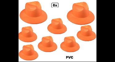 8x Hoedje maffia oranje PVC - maat 58/59 - Carnaval thema feest festival party Al Capone