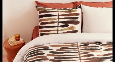 Vtwonen Botanic Stripe dekbedovertrek - Tweepersoons - 200x200/220 - Steenrood