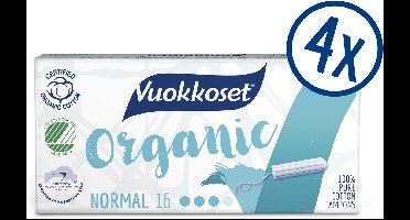 Vuokkoset Normaal Tampons - Organisch Katoen - 64 Stuks - Biologisch - Gevoelige Huid - Nordic Swan Eco Label