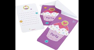 6 Invitations & Envelopes Cupcake 14 x 8 cm