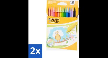 BIC - Waskrijt - Diverse Kleuren - 12 Krijtjes - Voordeelverpakking - 2 stuks