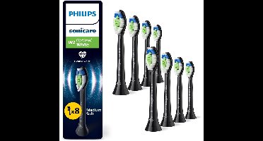 Philips Sonicare W2 Optimal White - Opzetborstels - Verpakking van 8- Zwart - Wittere Tanden - HX6068/88