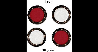 4x PXP Professional Colours 30 gram rood en wit - Schmink thema feest party verjaardag kids festival