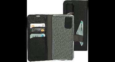 Mobiparts hoesje geschikt voor Samsung Galaxy A72/A72 5G - Wallet/Boekhoesje - Eco Leer - Magneet Sluiting - Opberg vakken - Zwart