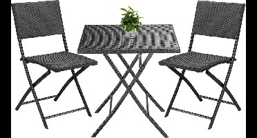 Casaria Polyrattan Tuinset 3 delig – Inklapbaar/Weerbestendig – Zwart