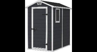 Keter Manor 46 Tuinhuis - 130x192x198cm - enkele deur met zijraam - Antraciet