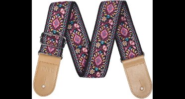 P&P® - Professionele Verstelbare Stevige Gitaarband - Guitar strap Band - Luxe Gitaarriem - Bas/Elektrische /Akoestische/ Klassieke Gitaar - Geborduurd Roze