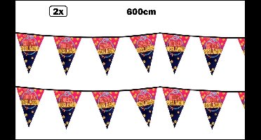 2x Vlaggenlijn geslaagd Stars - Afstudeer thema feest party versiering geslaagd school vlaglijn