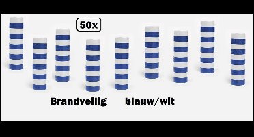 50x Papier rollen serpentines blauw/wit - BRANDVEILIG - Carnaval festival optocht feest party serpentine