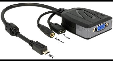 Premium USB Micro naar VGA MHL adapter - 5-pins / zwart - 0,20 meter