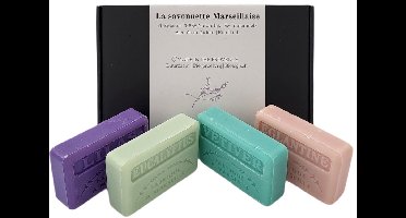 Zeep brievenbuscadeau: Lilas, Vetiver, Eglantine, Eucalyptus - savon de marseille - cadeaupakket