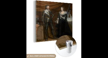 MuchoWow® Glasschilderij 50x50 cm - Schilderij acrylglas - Dubbelportret van Frederik Hendrik en Amalia van Solms-Braunfels - Schilderij van Gerrit van Honthorst - Foto op glas - Schilderijen