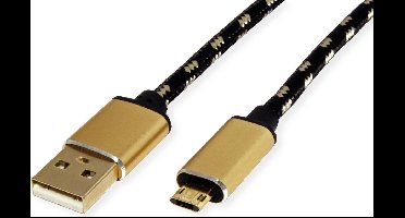 ROLINE GOLD USB 2.0 Kabel, USB A Male - Micro USB B Male, 1,8 m