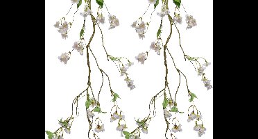 Everlands Kunstbloem/bloesem takken slingers - 3x - wit/roze - 130 cm