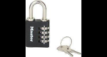 Hangslot en cijferslot in 1 - Uniek slot met cijfercode én sleutel - Cijferslot - Hangslot - Master Lock 7641EURDBLK