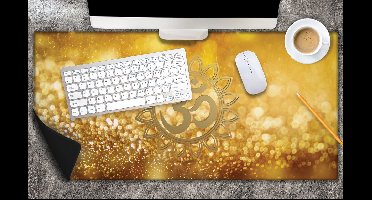 Bureau onderlegger - Hindoe Symbool Versierd door Gouden Details - 80x40 cm - 2 mm Dik - Bureau mat Vinyl