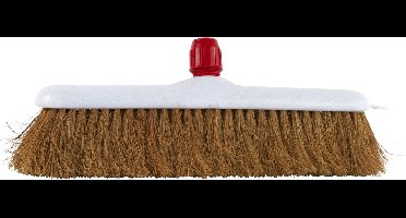 Veger kunststof kokos, blok wit, schroefdop rood 60 cm