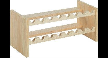 Wijnrek voor 16 flessen - hout kleur - stapelbaar - 69 x 25 x 30 cm