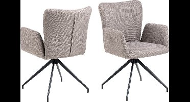 Eetkamerstoel Erwin Met Armleuning Basel Lichtgrijs - Giga Living