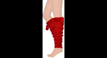 Apollo - Beenwarmers carnaval - Met Pompon - Rood - One size - Beenwarmers dames - Carnavalskleding dames - Feestkleding
