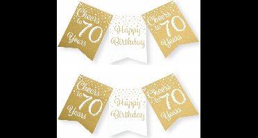Paperdreams verjaardag vlaggenlijn 70 jaar - 2x - wit/goud - 600 cm