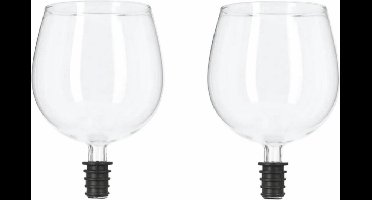 Cepewa Wijnfles schenkdop wijnglas - 2x - Gadgets/Funkado - /vrijgezellenfeest/moederdag