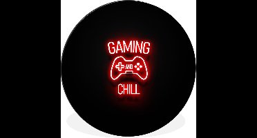 WallCircle - Wandcirkel - Muurcirkel - Gaming - Quotes - Gaming and chill - Neon - Rood - Aluminium - Dibond - 30x30 cm - Binnen en Buiten