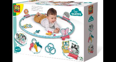 SES Creative - Tiny Talents - Sense Around Activiteiten Ring - Montessori speelring - inclusief ringen, contrastkaartjes en bijtsleutels Bijtring - Baby Speelgoed