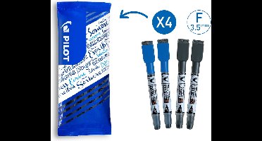 Pilot V-Board Master Whiteboard Marker 3.5mm - Fijn - Kleurassortiment Zwart/Blauw - 2 stuks