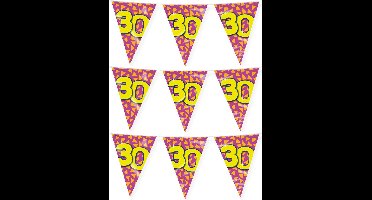 Paperdreams verjaardag 30 jaar thema vlaggetjes - 3x - feestversiering - 10m - folie - dubbelzijdig