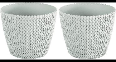 Prosperplast Bloempot/plantenpot Splofy - 2x - wit - voor buiten - D30 x H25cm - kunststof