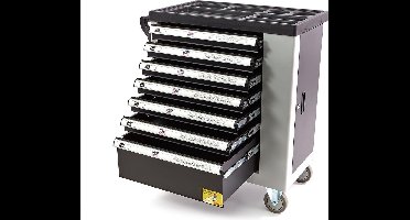 HBM 7 Laden Luxe Gereedschapswagen met deur - Zwart / Grijs