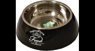 Hondeneetbak plastic/RVS water/food 14 cm zwart