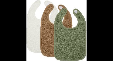 Meyco Baby Uni slab - 3-pack - badstof - offwhite/toffee/forest green