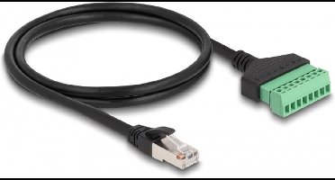 RJ45 (m) - Terminal Block (2-delig) kabel - U/UTP - CAT6 Gigabit / zwart - 1 meter