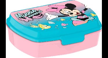 Disney Minnie Mouse broodtrommel/lunchbox voor kinderen - blauw - kunststof - 20 x 10 cm